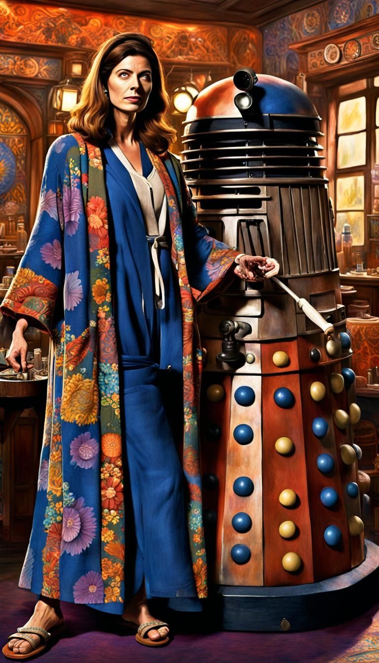 Doctor Who as Hippie Sitar Player in Moebius Style