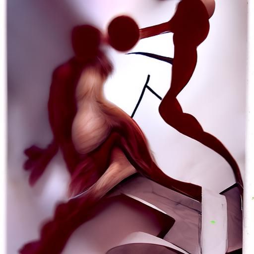 Surreal Minimalist Art: Staircase with Falling Figures