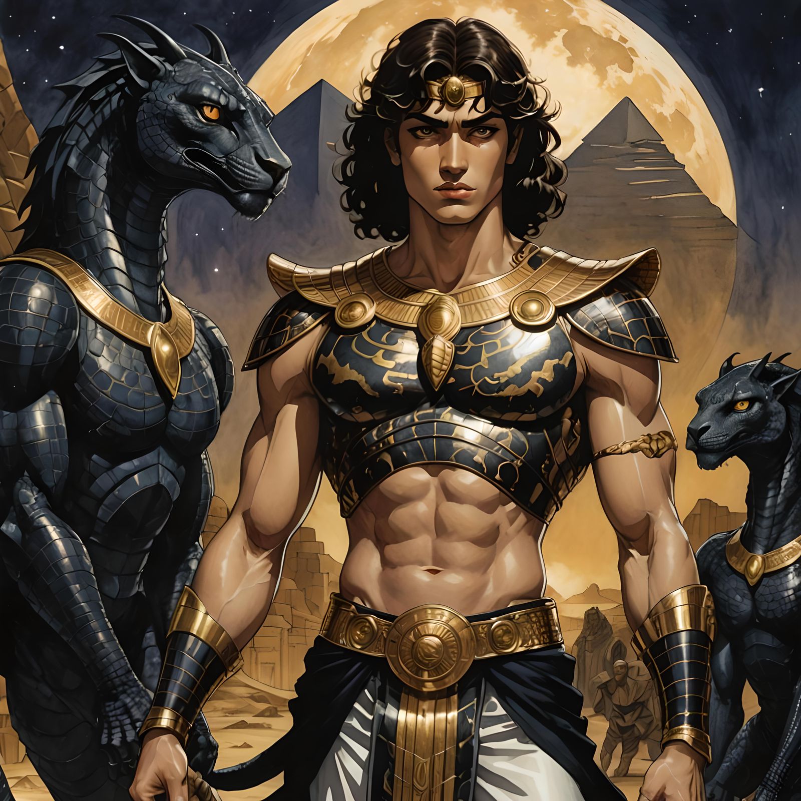 Egyptian God of Chaos in Milo Manara Style