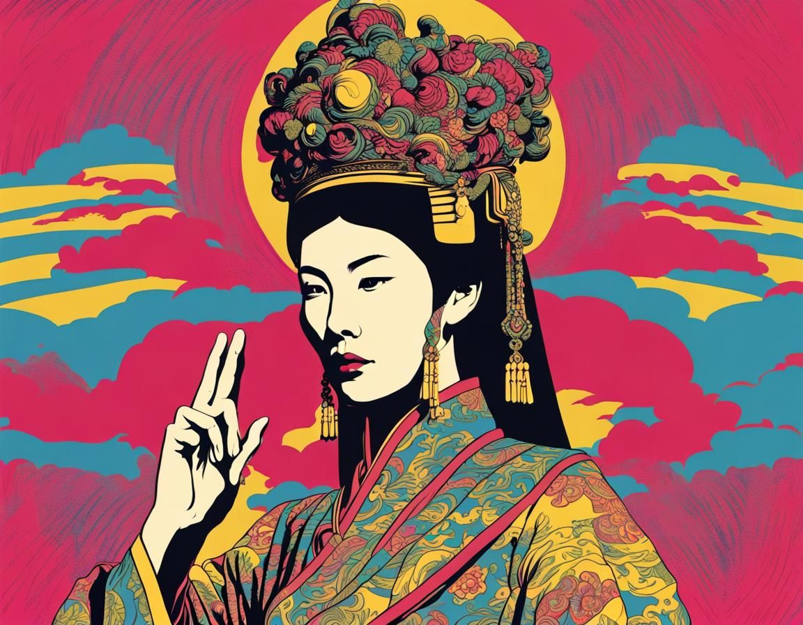 Psychedelic Pop Art: Wu Zetian Screenprint