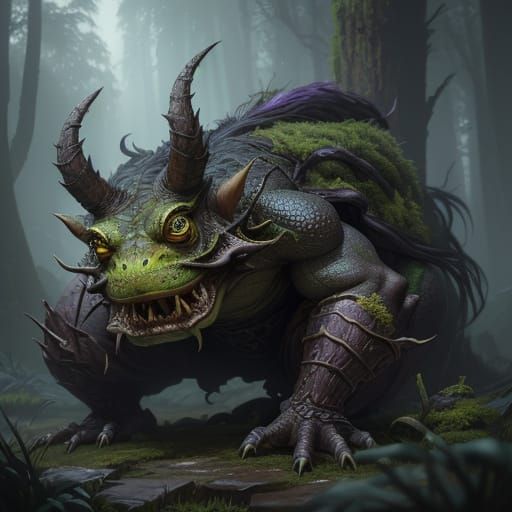 Primal Toad Beast in Dark Fantasy Landscape