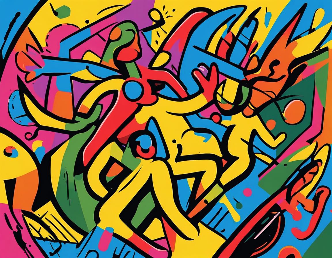 Graffiti Mural in Keith Haring Style: Fentanyl is Lame