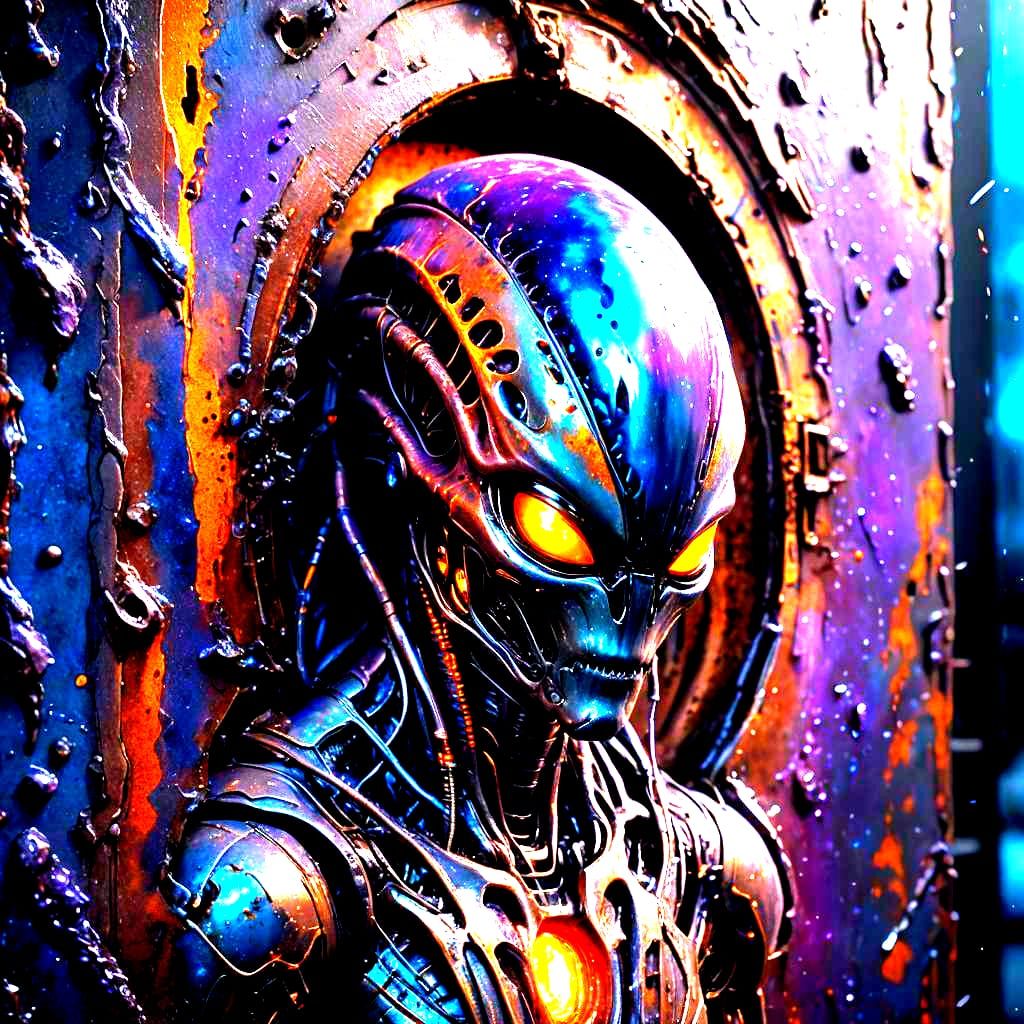 Xenomorph Alien Emerges: Detailed Matte Painting