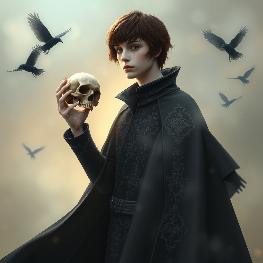 Necromancer in Ethereal Realm with Skull