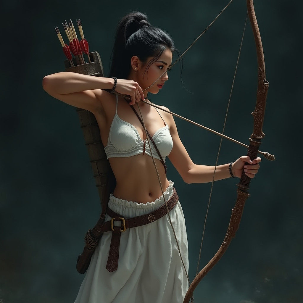 Athletic Woman Archer Ready for Battle