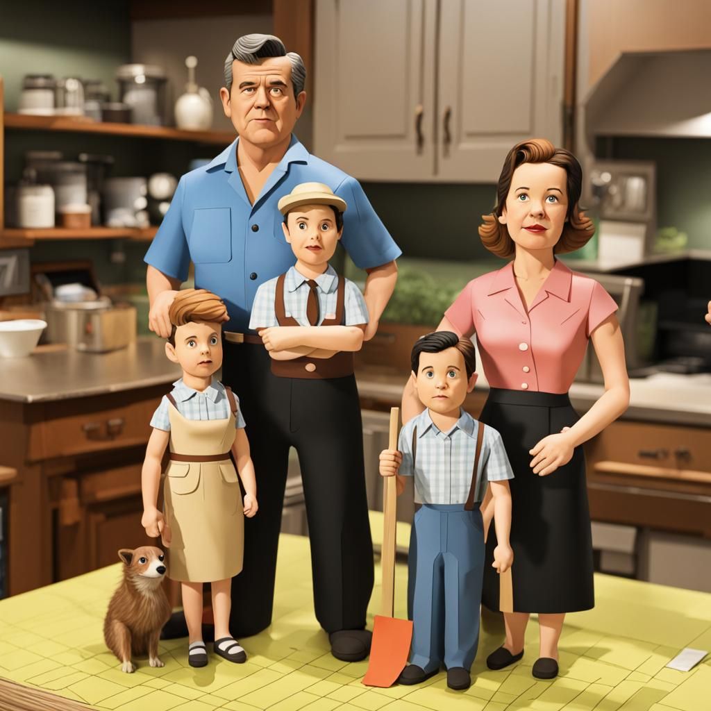 The Cleaver Family in Hyperrealistic Paper Craft
