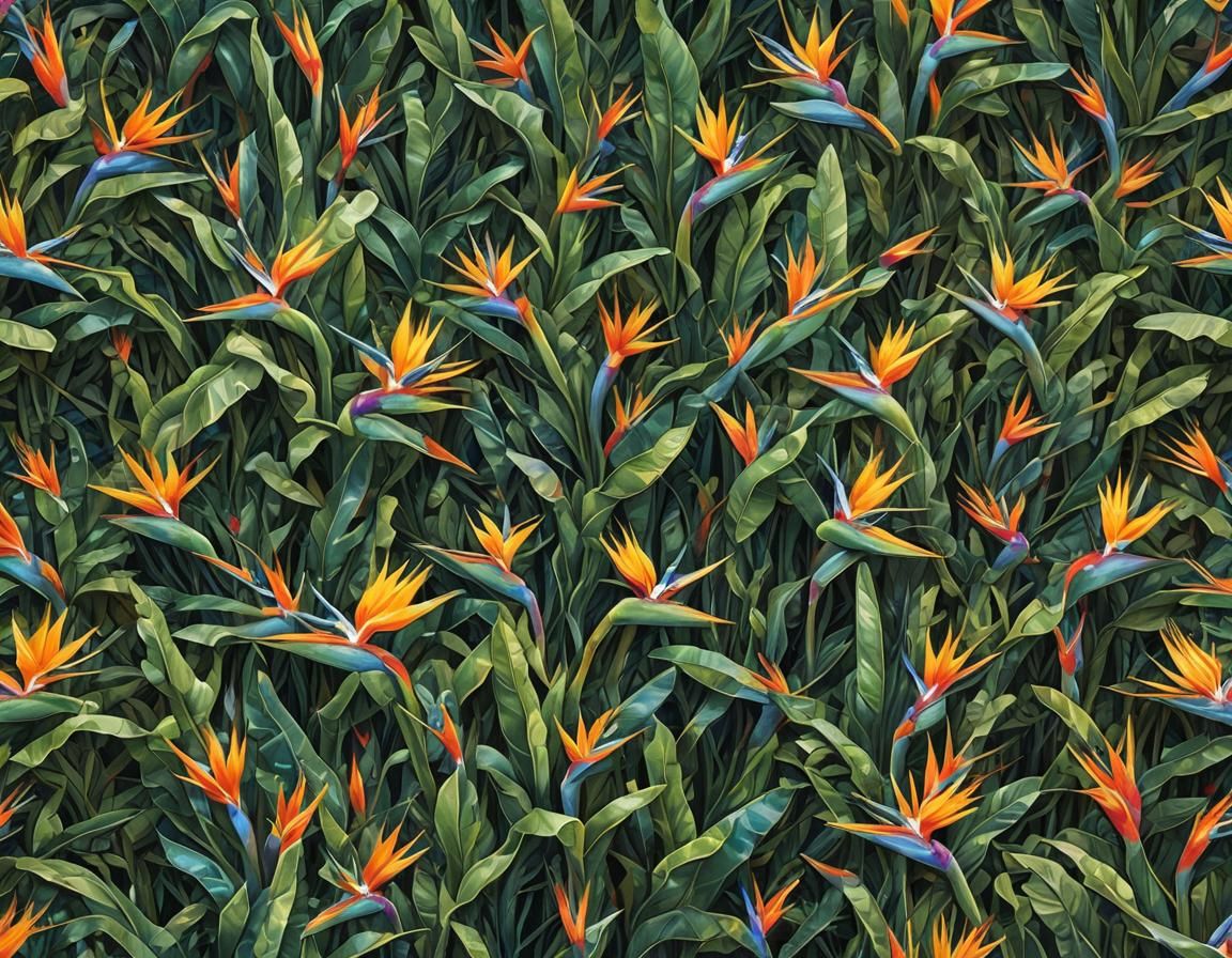 Hyperrealistic Birds of Paradise Hedge Maze