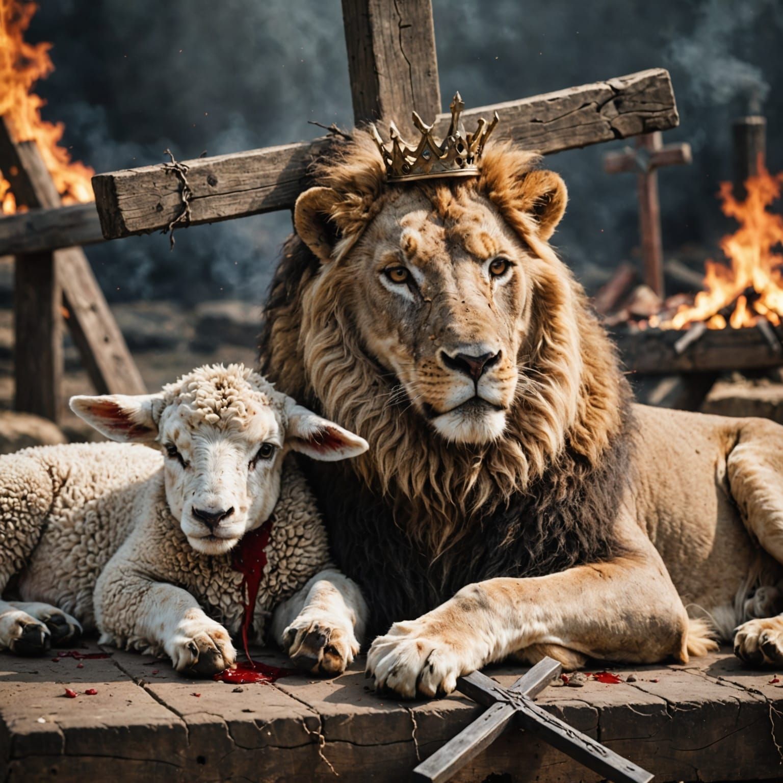 A Lamb and Lion Find Peace at the Foot of the Cross