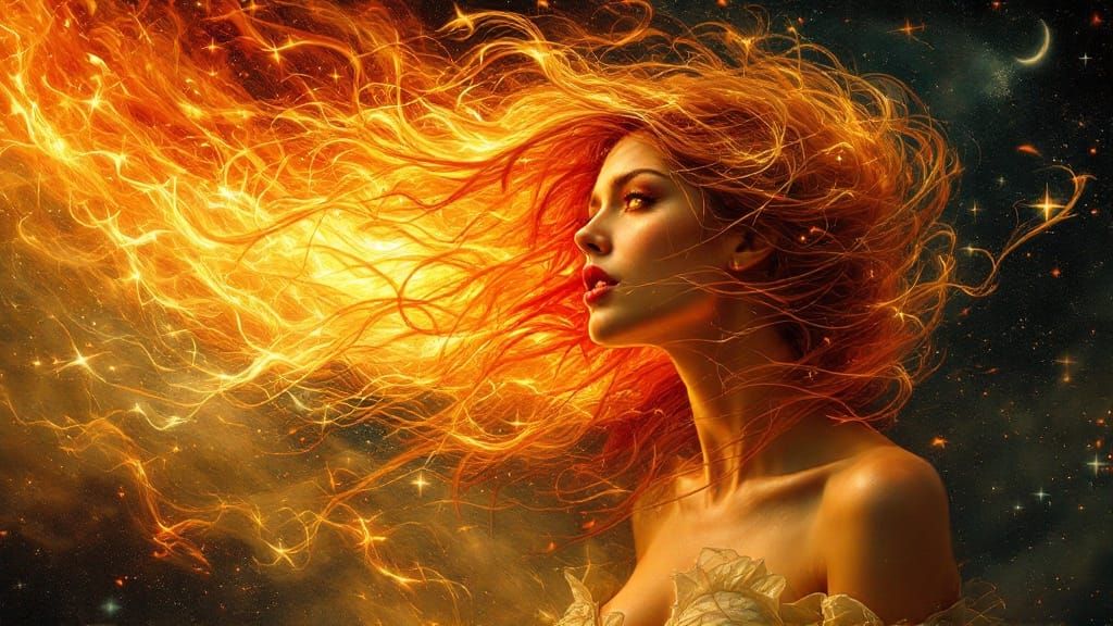 Fiery Goddess in Celestial Flames