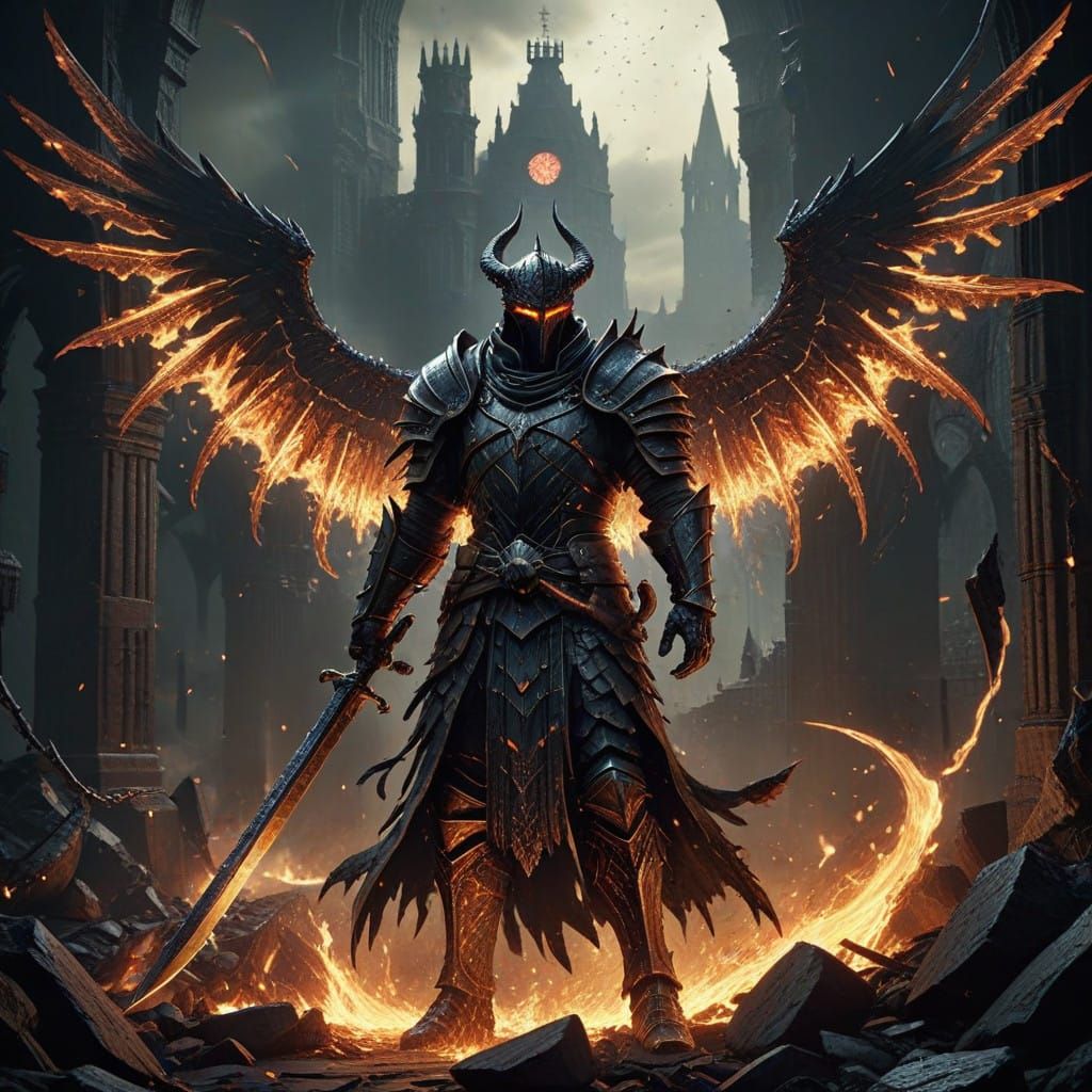 Fallen Angel Samael Rises in Gothic Realism