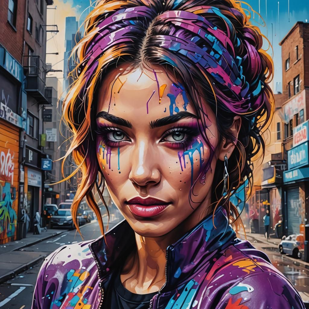 Powerful Woman in Vibrant Street Art