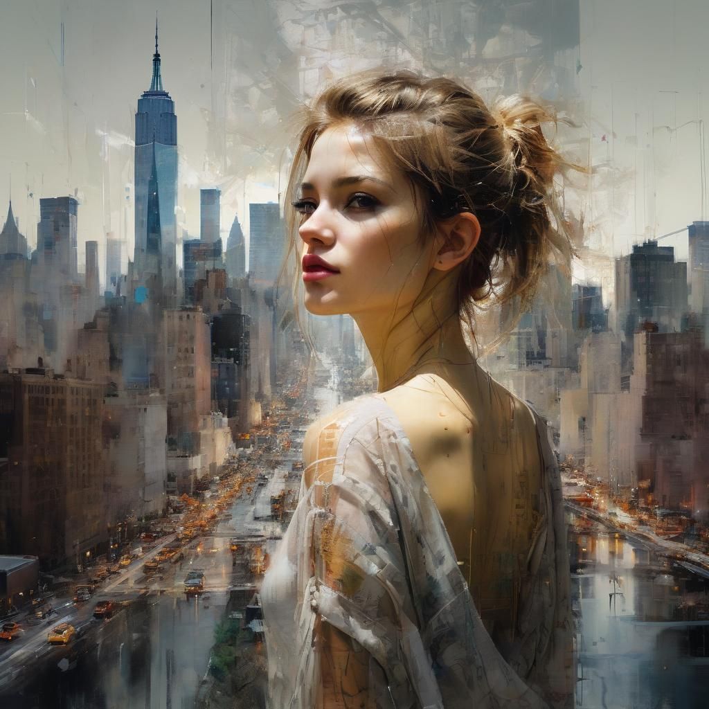 NYC Double Exposure Portrait in Fine Art Style