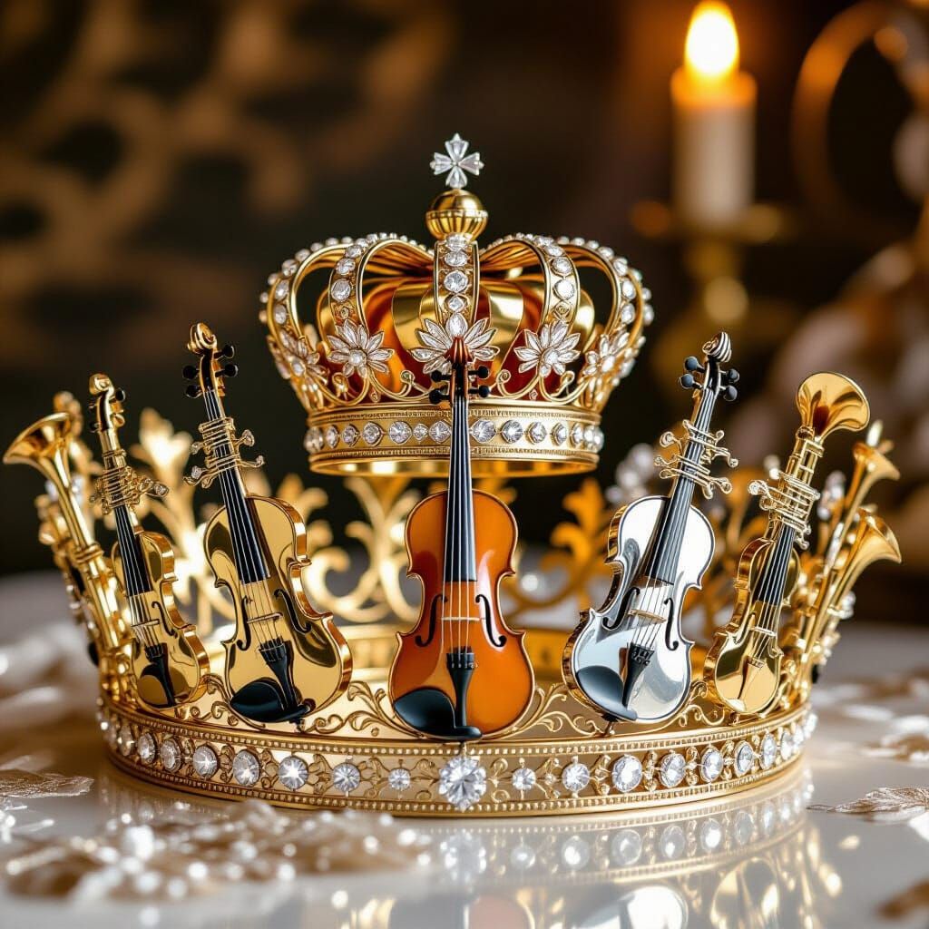Musical Instrument Crowns and Tiaras in Art Nouveau Style