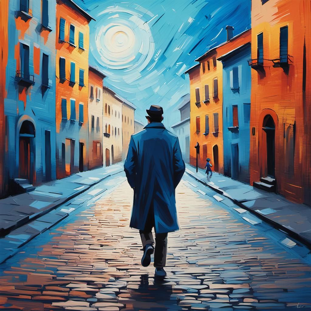 Abstract Expressionist Walker in Old Town