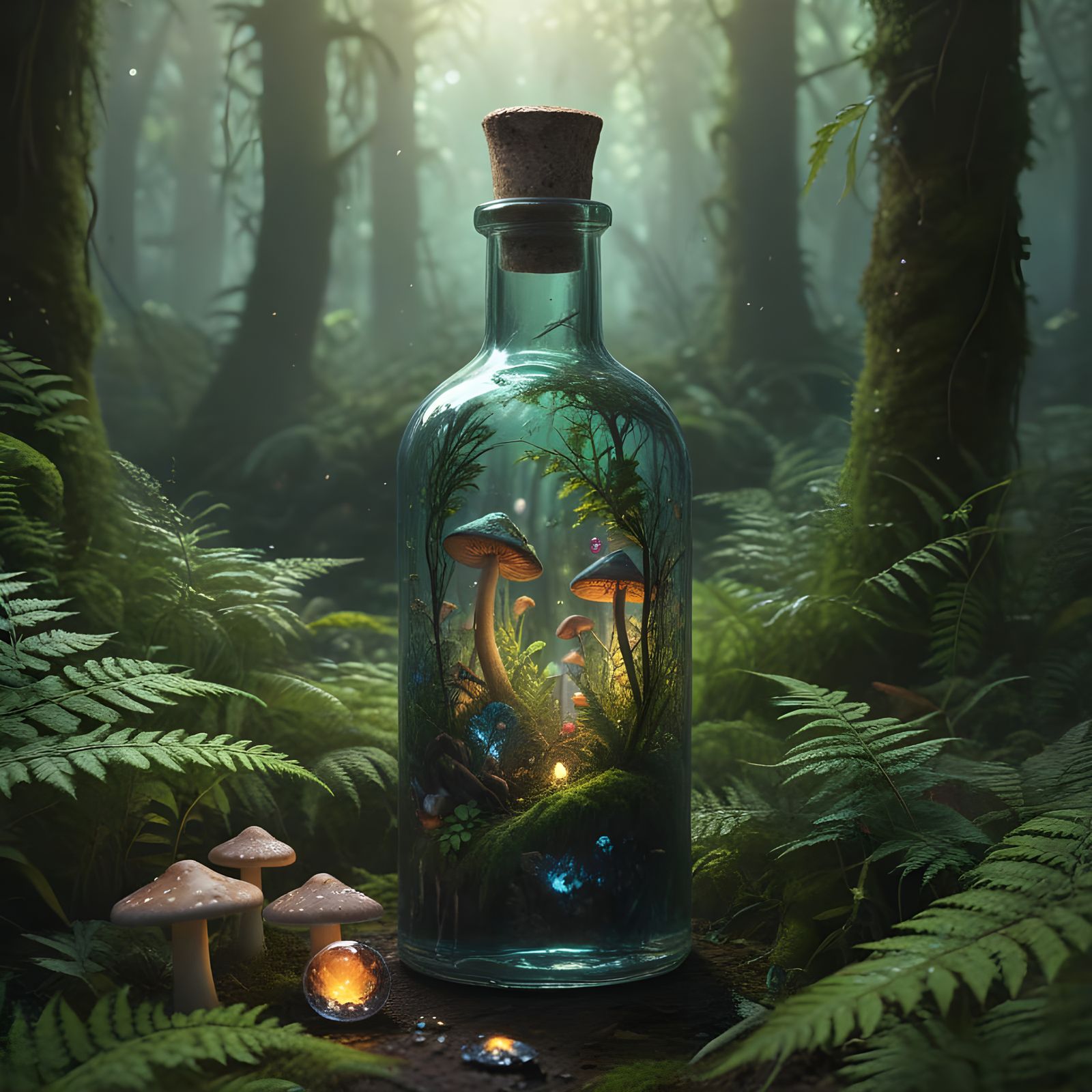 Enchanted Forest in a Bottle Still Life