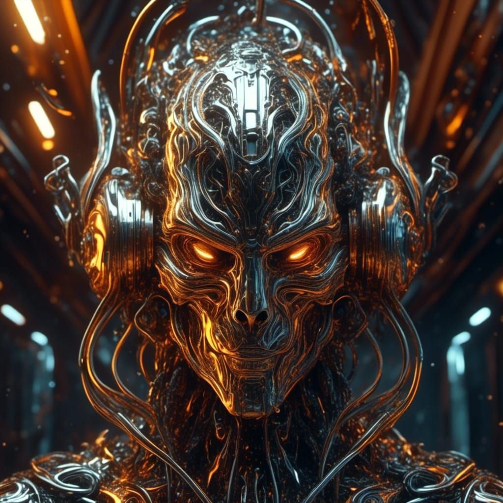 Liquid Metal Face with Light Rust Detail