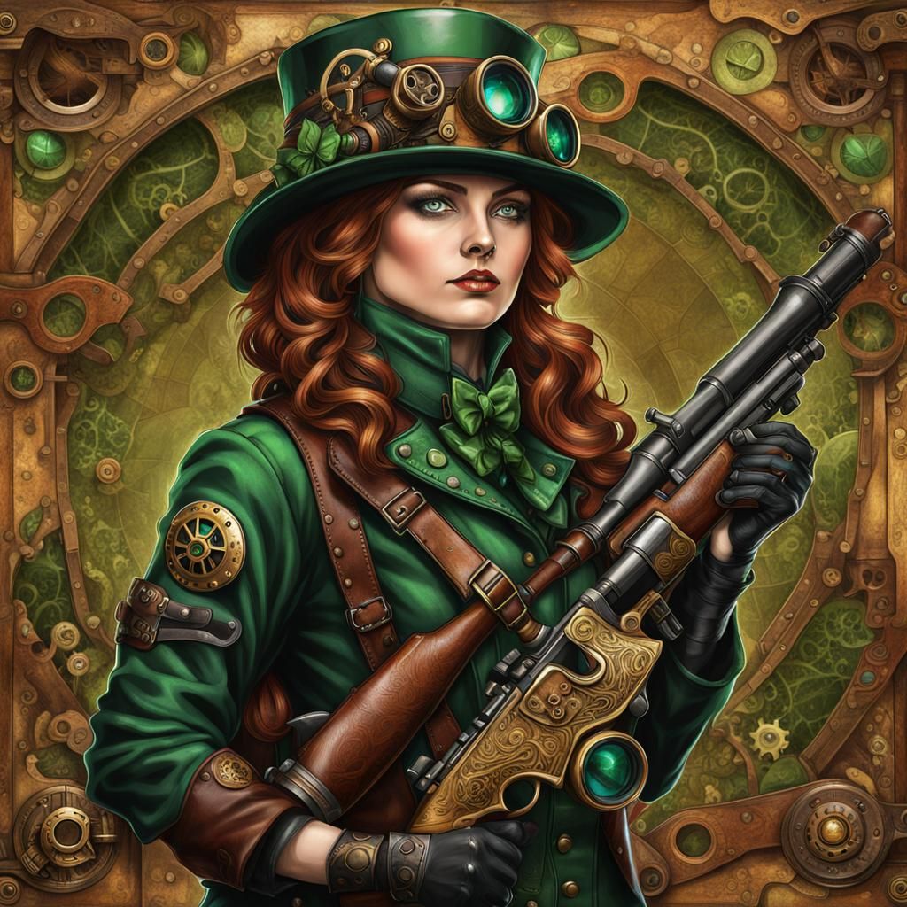 Steampunk Leprechaun Sniper in Leather Armor