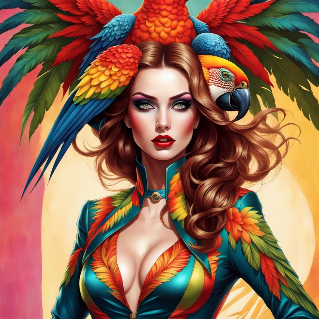 Colorful Parrot Suit Inspired by Digital Portraiture