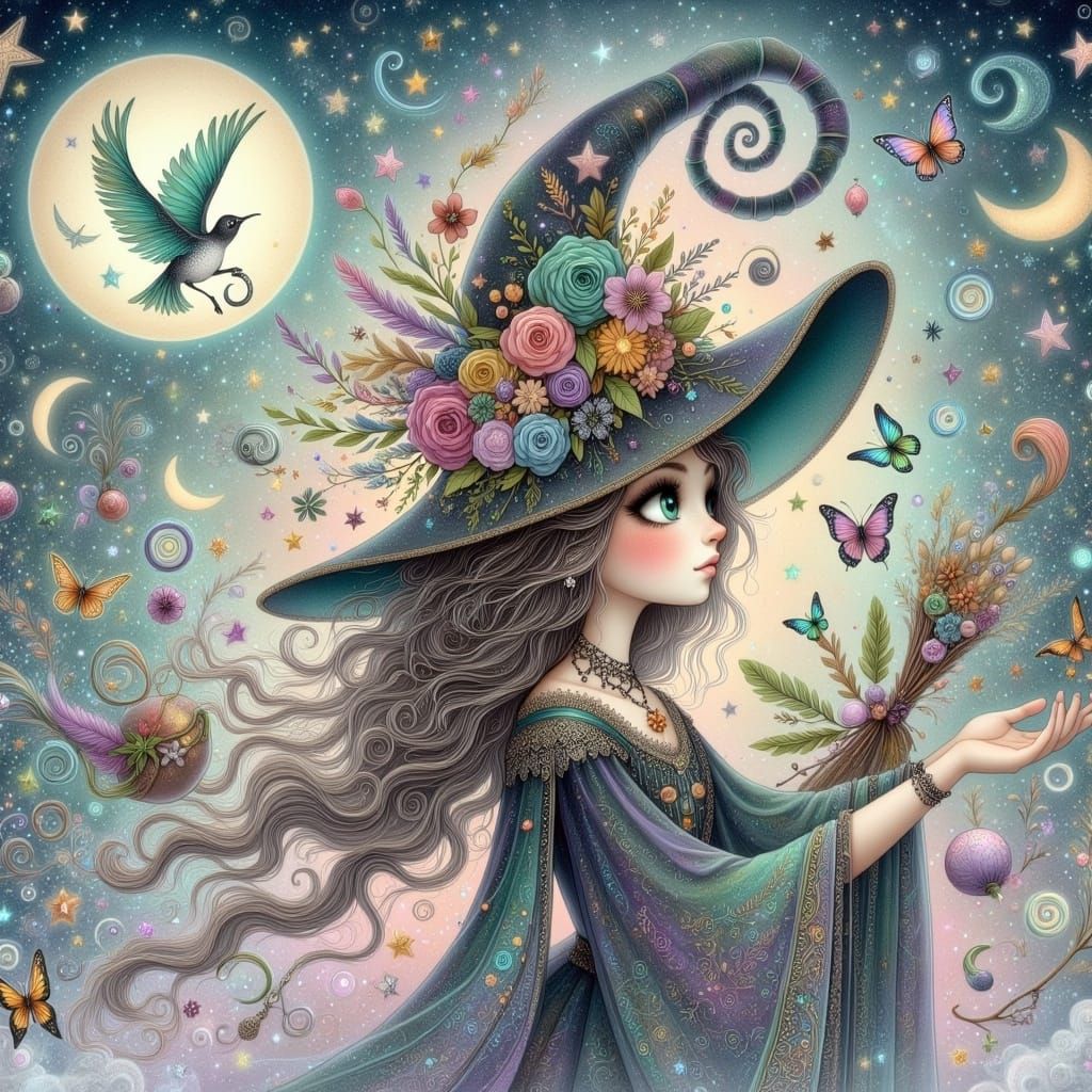 Witchy Goth Hippie Girl Portrait