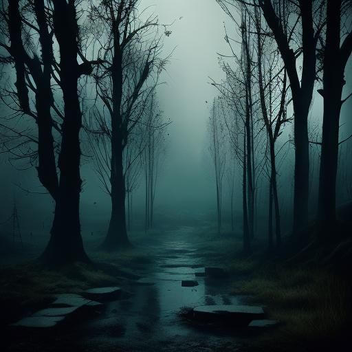 Eerie Ghostly Figure on Haunted Hill