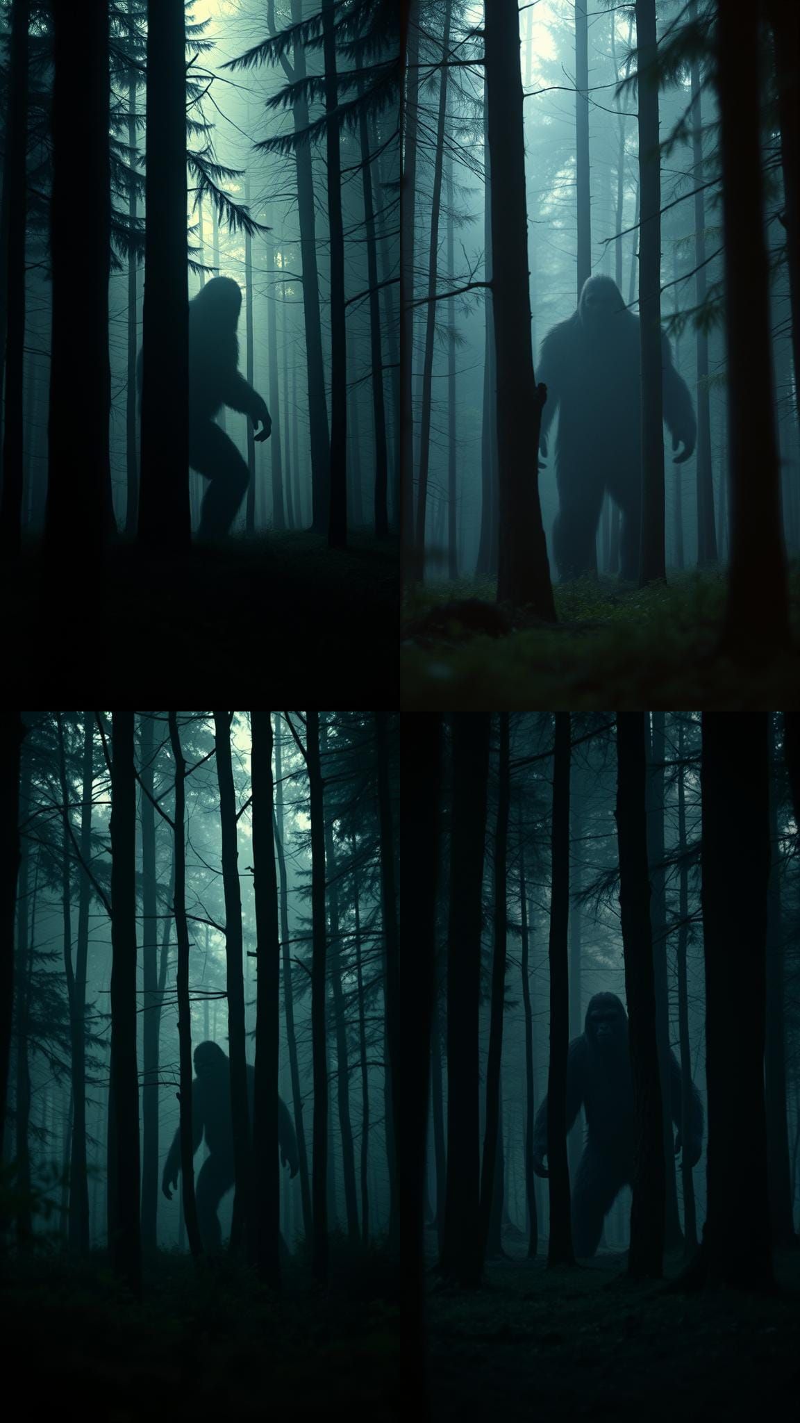 Mysterious Shadowy Bigfoot Hiding in Dense Forest