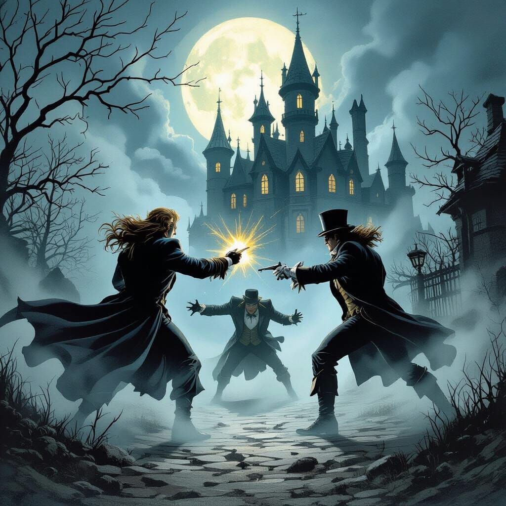 Fantastic Four Battle in Ghosting Castle, Gothic Steampunk S...