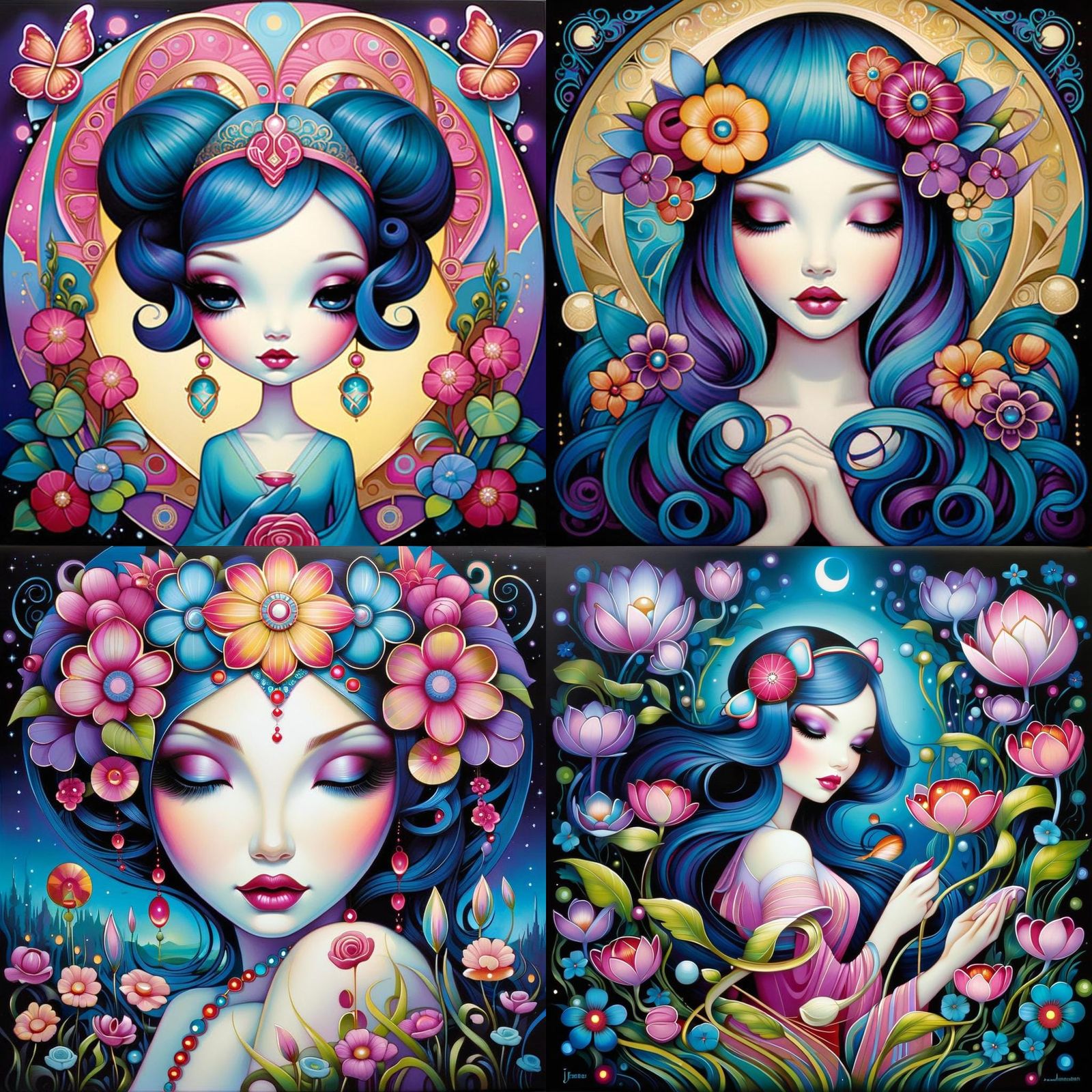 Whimsical Character Painting Inspired by Japanese Pop