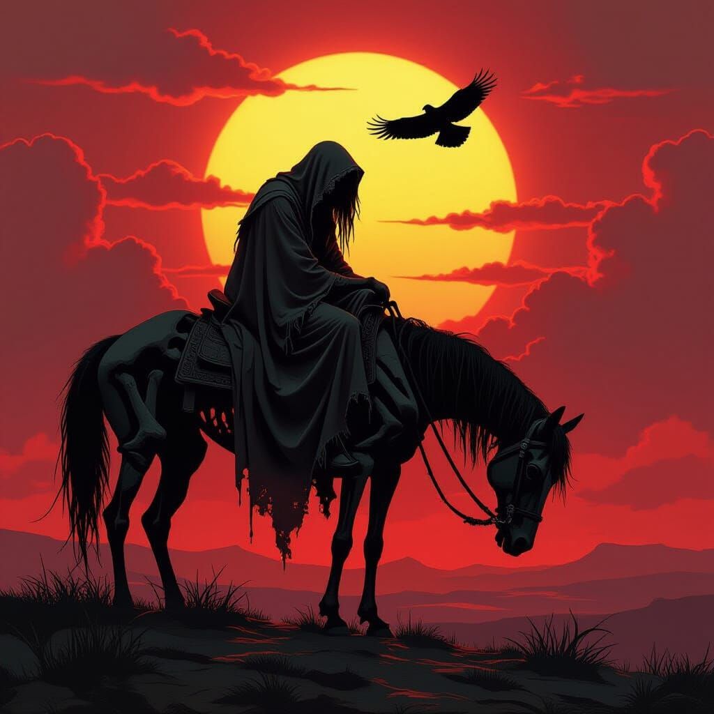 Melancholic Fantasy Duo at Fiery Sunset