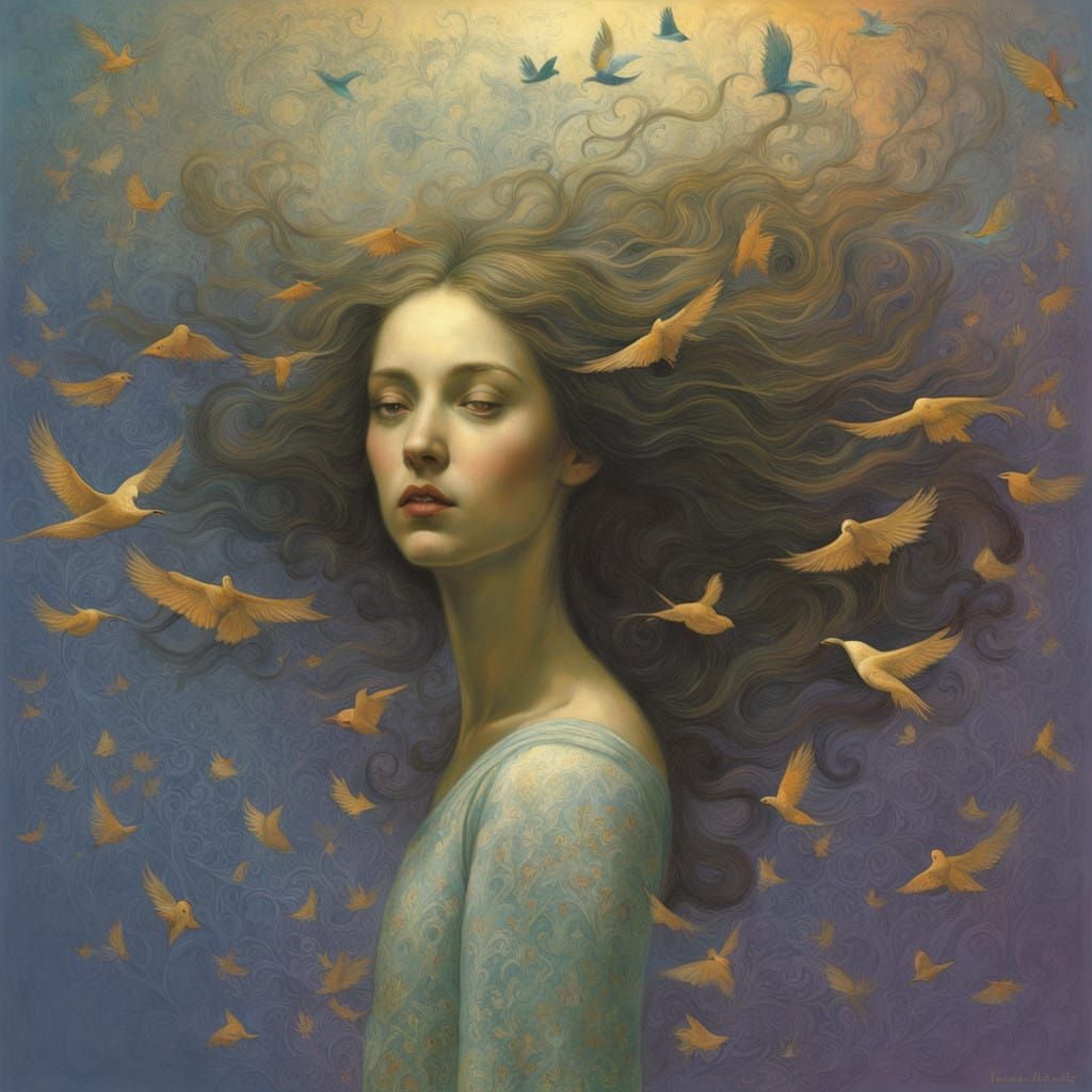 Surreal Goddess Emerges from Dreamlike Vines