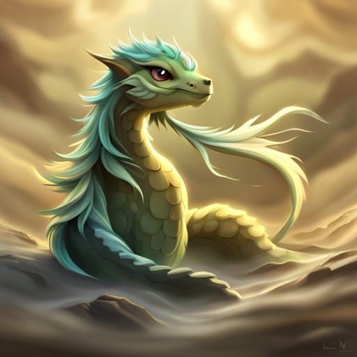 Chibi Dragon with Ethereal Scales: Digital Art Render