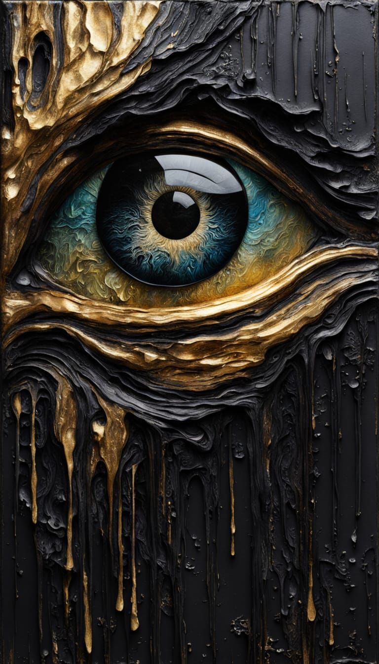 Mystical Ethereal Eye in Gold and Black