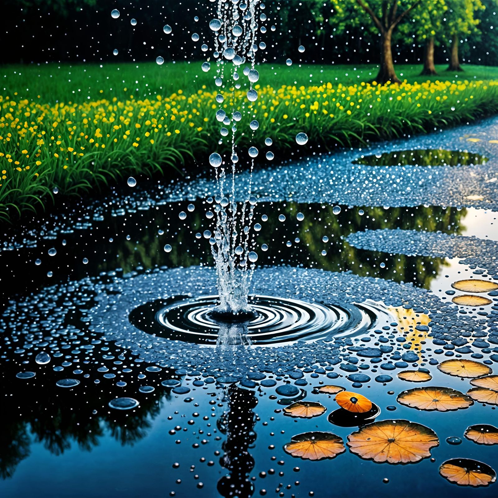 Raindrops Kinetic Pointillism