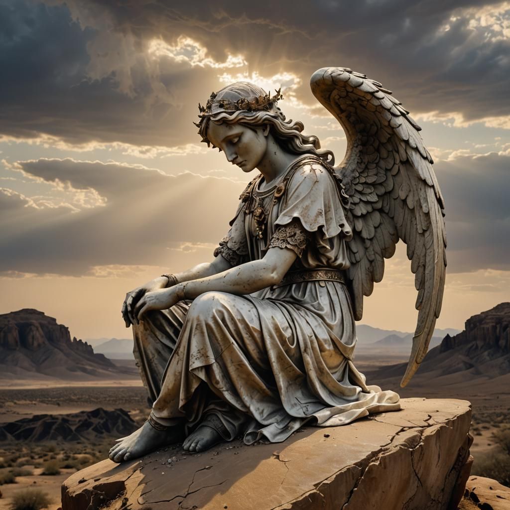 Serene Desert Angel in Warm Golden Light