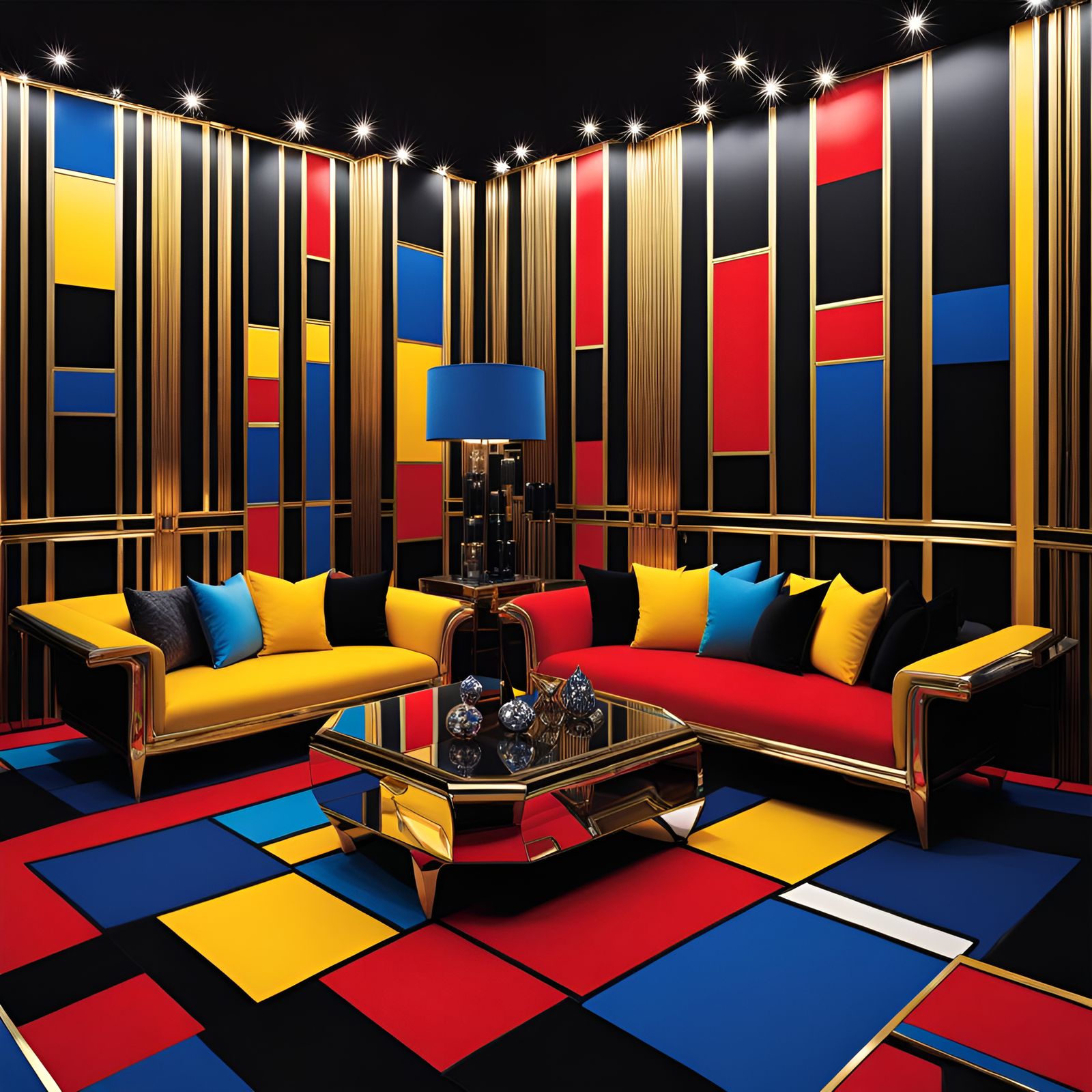 BATCAVE MAXIMALIST MONDRIAN style