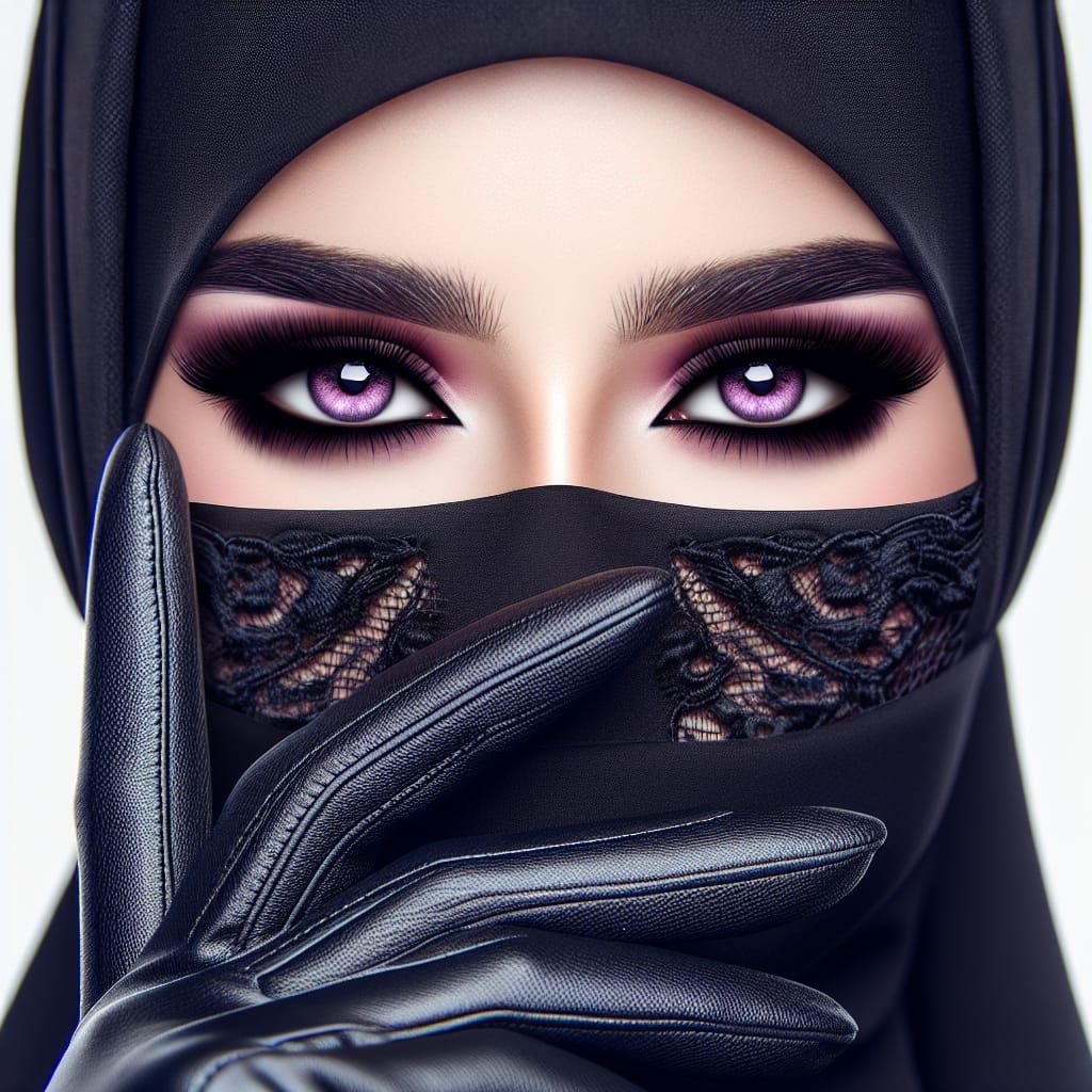 Woman with Purple Eyes Behind Niqab