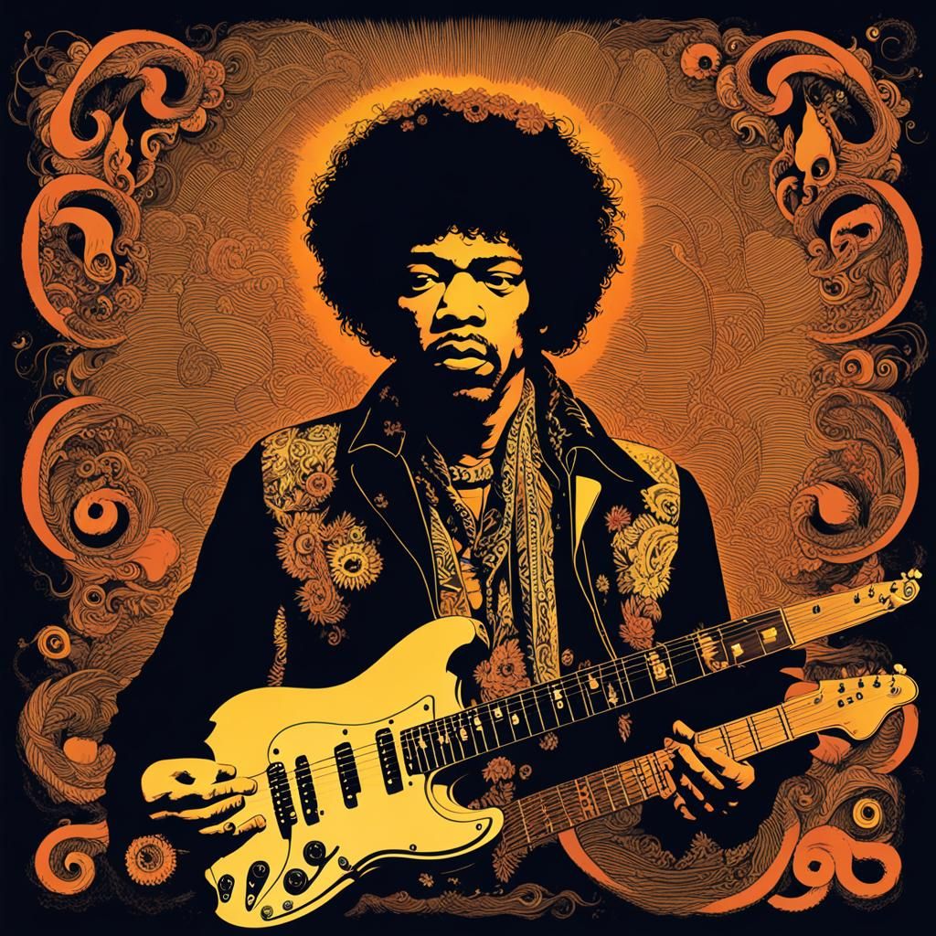 Psychedelic Guitarist Portrait