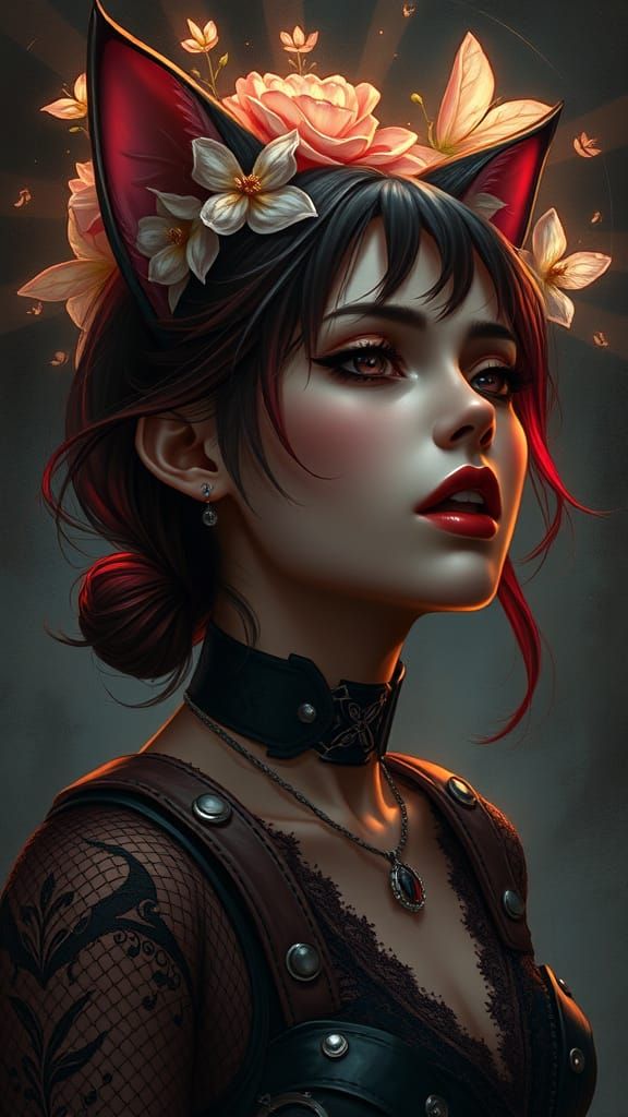 Enchanting Woman Emanates Musical Energy in a Rich, Dark Atm...