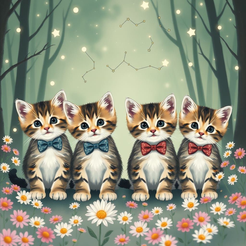 Whimsical Firefly Constellations in a Watercolor Wonderland