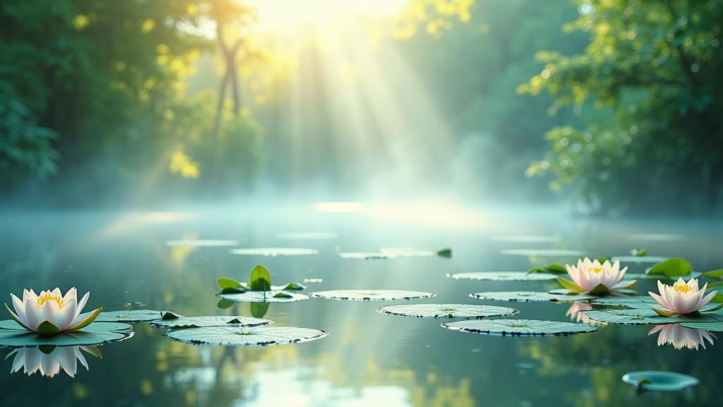 Ethereal Sunlight on Serene Lake: Impressionist Landscape