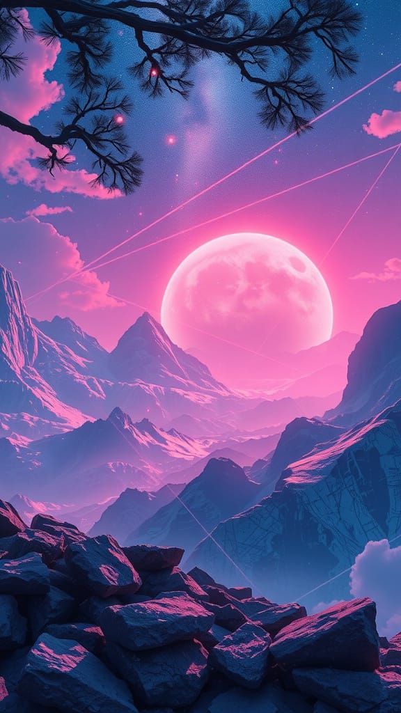 Ethereal Glitchcore Dreamscape in Vibrant Bismuth Hues