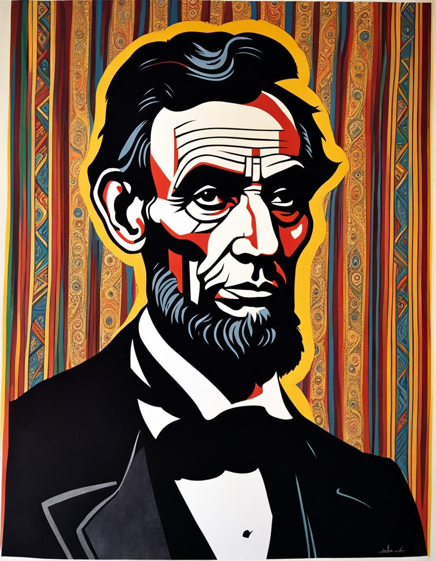 Abraham Lincoln Portrait in Renaissance Ndebele Art Style