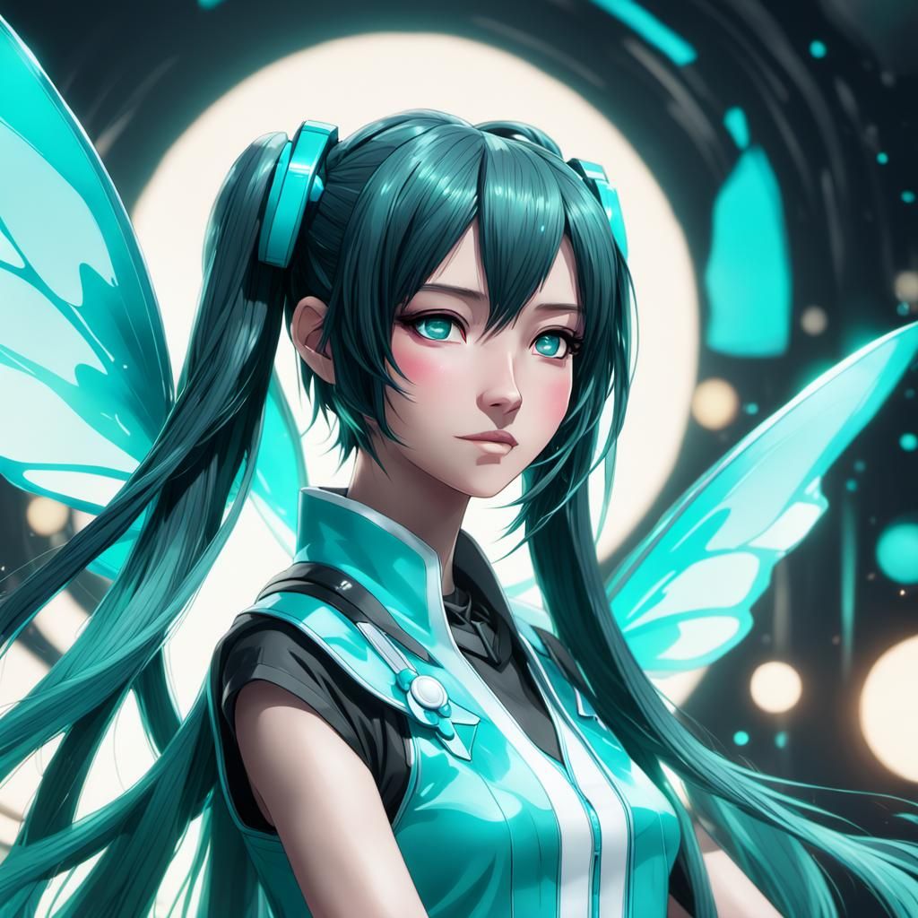 Hatsune Miku Fairy Portrait in Detailed Digital Art
