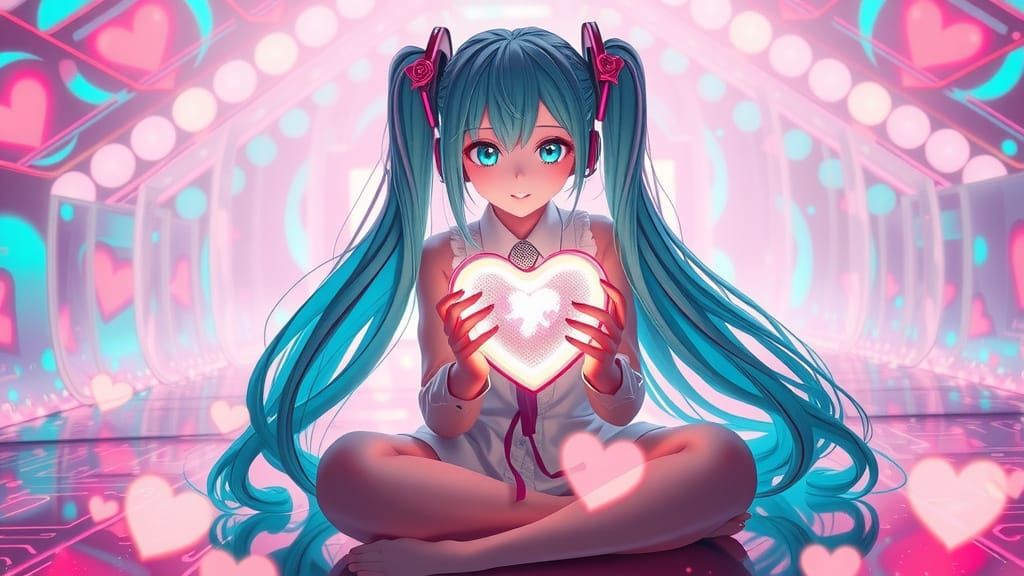 Digital Songstress in Neon Dreamscape