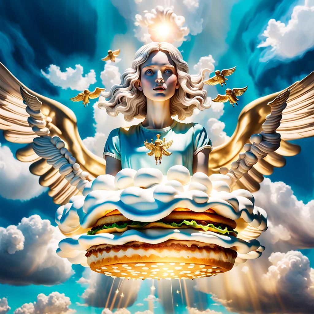 Hamburger Ascends to Heaven: A Surrealist Vision