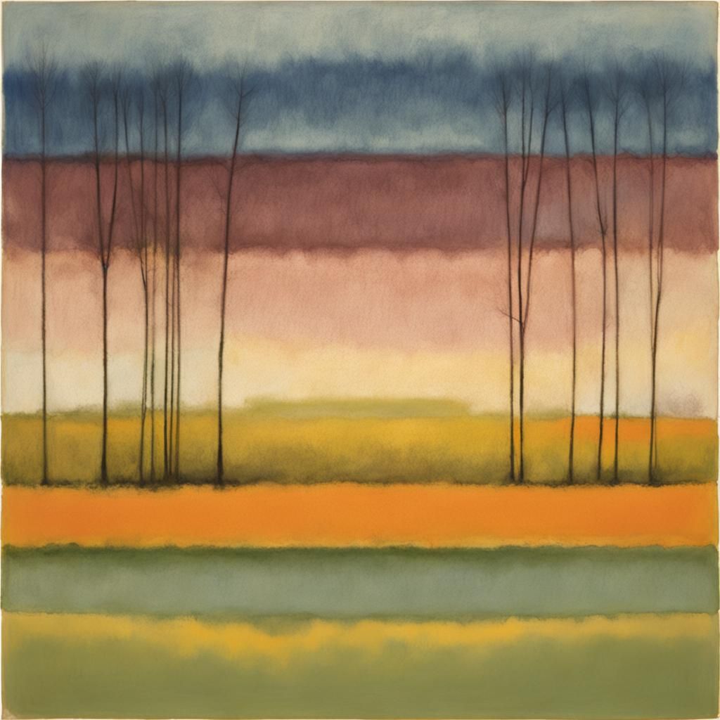 Abstract Treeline in Color Field Style
