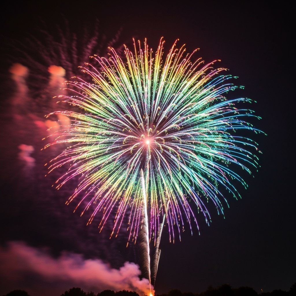 Rainbow Bead Blast Firework in a Surreal Style