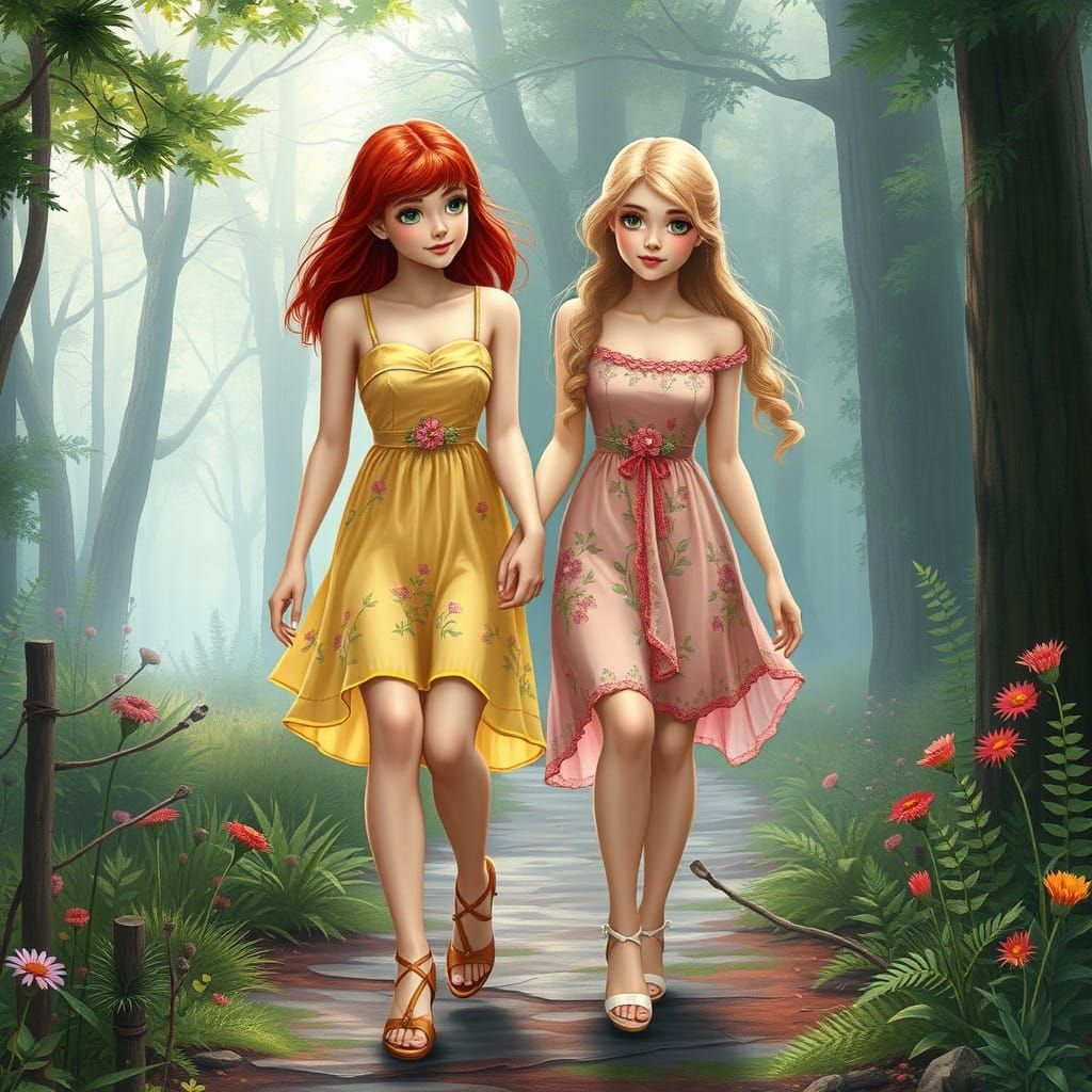 Ethereal Friends Stroll Through Enchanted Forest