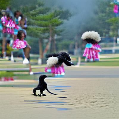 Black Poodle Prancing Joyfully