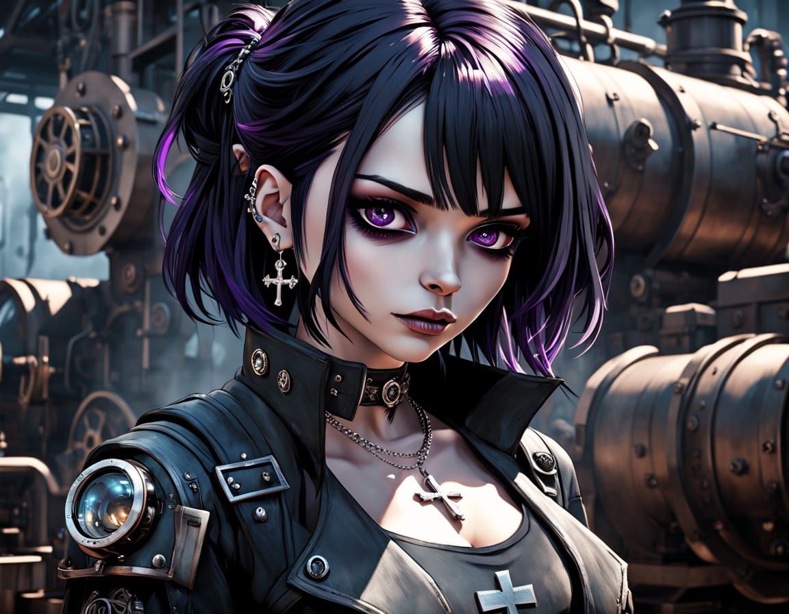 Steampunk Goth Princess in Dark Fantasy Portrait