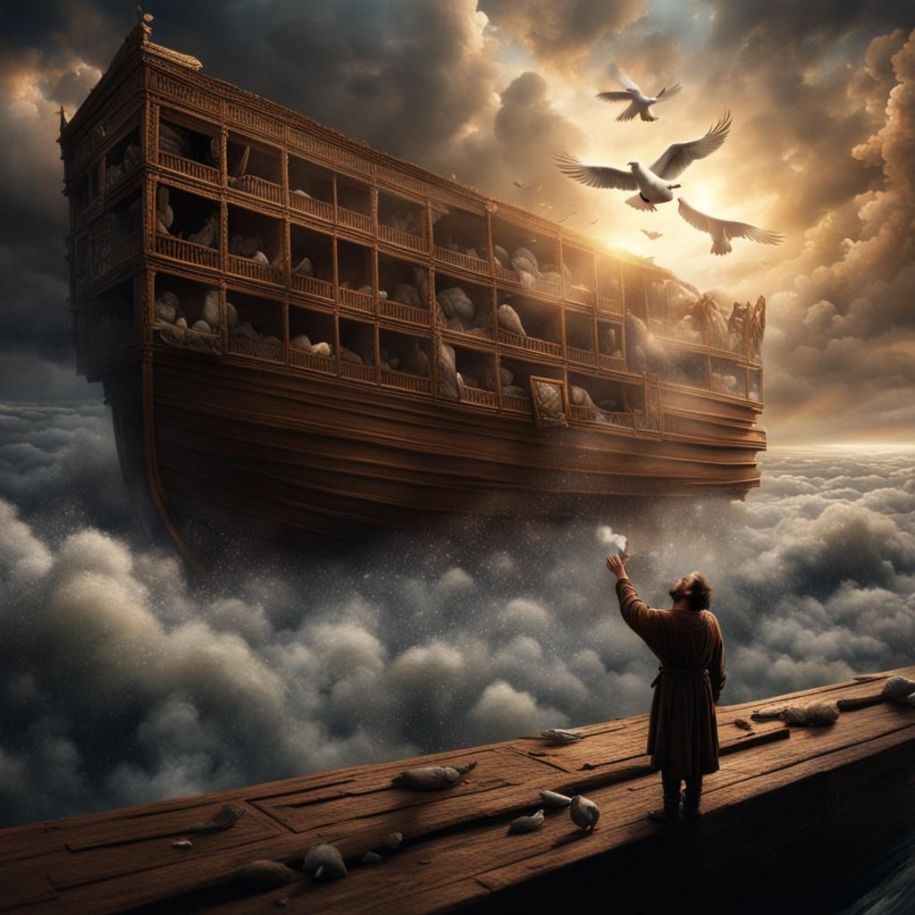 Noah Releases a Dove: Dramatic Digital Painting